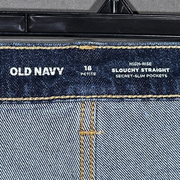 Old Navy Button Fly High Rise Slouchy Straight Secret Slim Pockets Size 18P - Picture 9 of 14